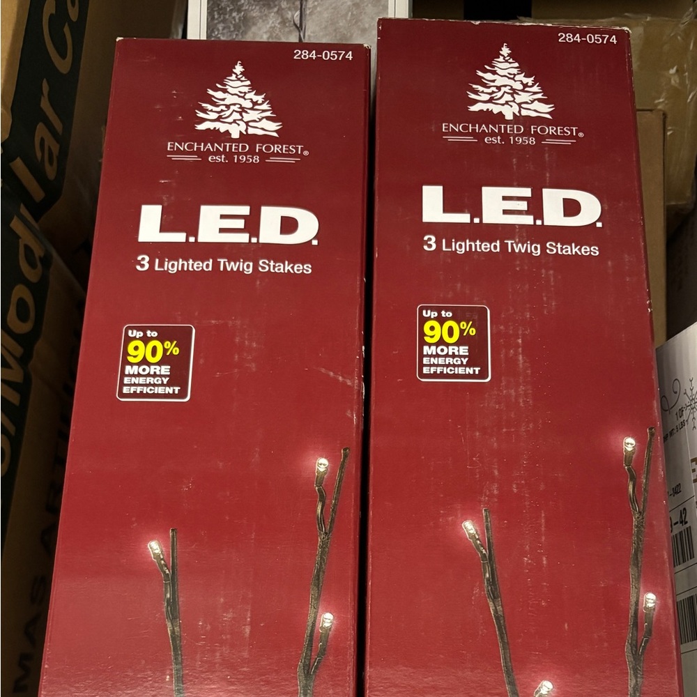 Lighted Twig Stakes Christmas - 2 Sets of 3